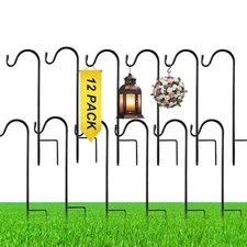 15inch 12 Pcs Adjustable Shepherds Hook for Outdoor Metal Rust Resistant Stee...