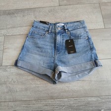 Forever 21 Premium Denim Shorts Size 24 High Rise Curvy Fit Cuffed Hem Blue
