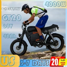 4000W Electric Motorcycle 60V 43AH 20*4.5" Fat tire E-bike CHEEVALRY GT20 NEWLY