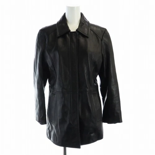 Giacca Coach pelle manica lunga logo zip firma fodera intera XS nera usata