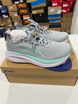 ASICS Women's Gel-Nimbus 27 Running Shoe, 9.5, Piedmont Grey/Illuminate Mint