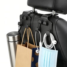 2x PCS Car Headrest Hooks Seat Back Dual Organizer Bag Purse Holder Hanger Black