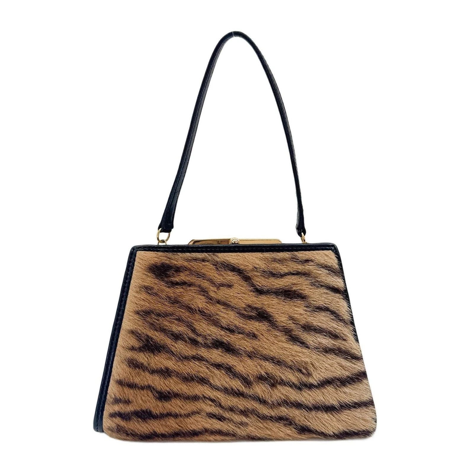 Loewe — LOEWE Brown Tiger Print Fur Hand Bag