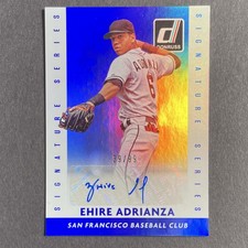 2015 Panini Donruss Ehire Adrianza #62 San Francisco Giants Blue /99 Autograph