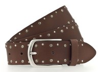 Mustang Rivet Leather Belt W80 GüRtel Mid Brown Braun Neu