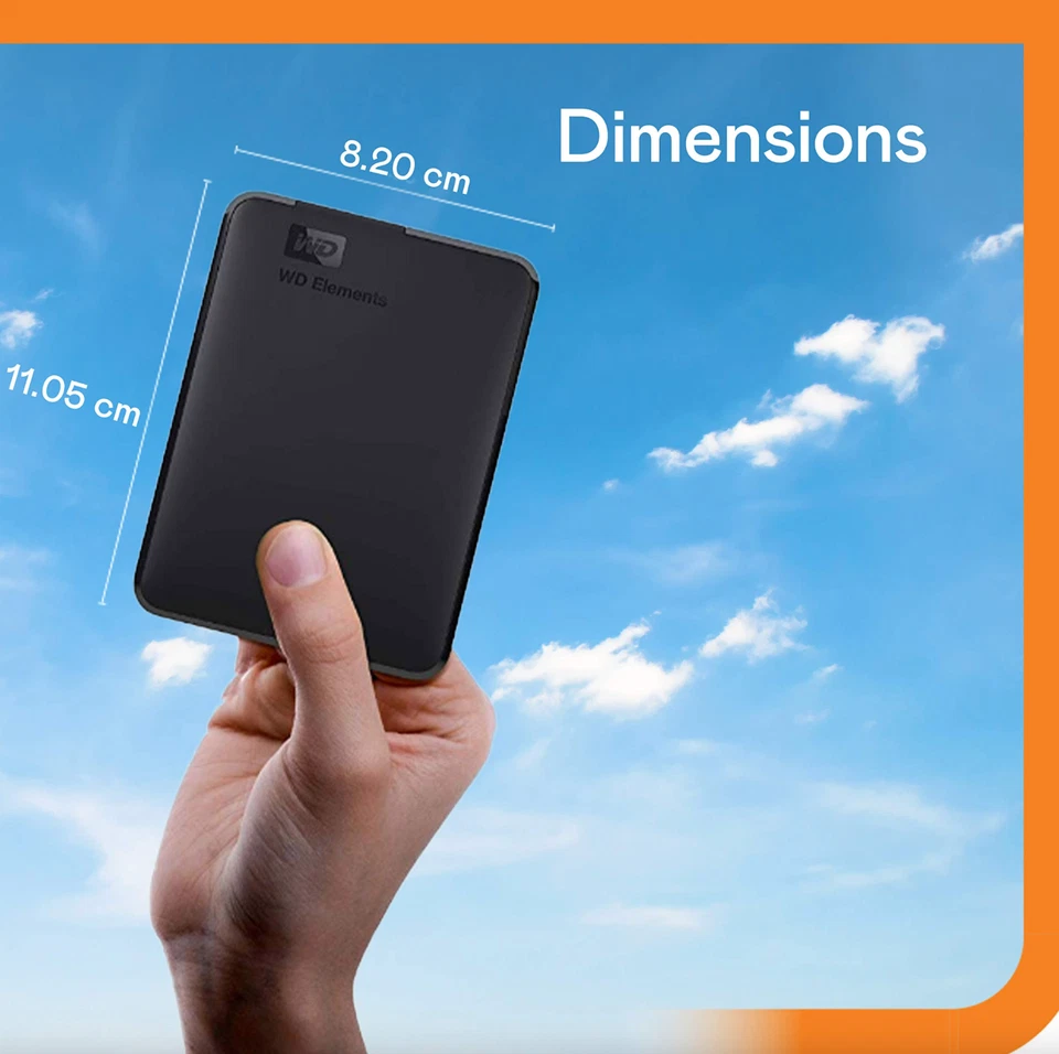 WD 1TB Elements Portable USB 3.2 Gen 1 Hard Drive HDD - WDBUZG0010BBK-WESN - Image 3 of 4