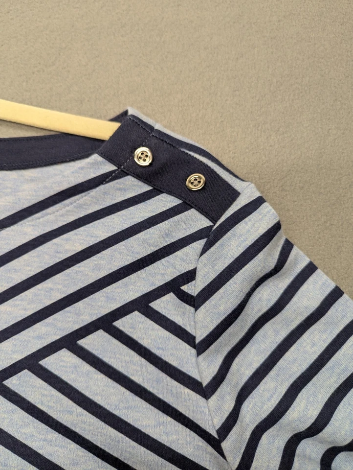 Karen Scott Sport размер большой синий темно-синий смешанные полоски локоть рукав платье - Изображение 3 из 4