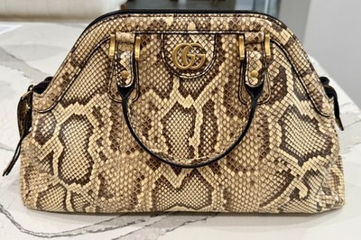  Gucci RE(BELLE) Medium Python Satchel GG Logo Tiger Head Shoulder Bag 316459