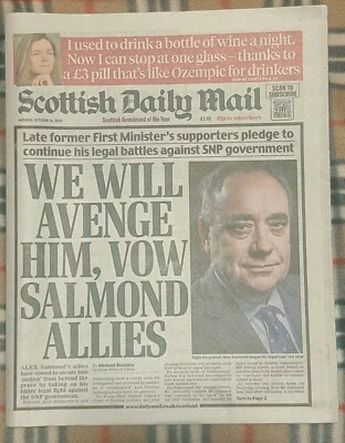 Scottish Daily Mail 14 October 2024 - Alex Salmond, Carsley, England