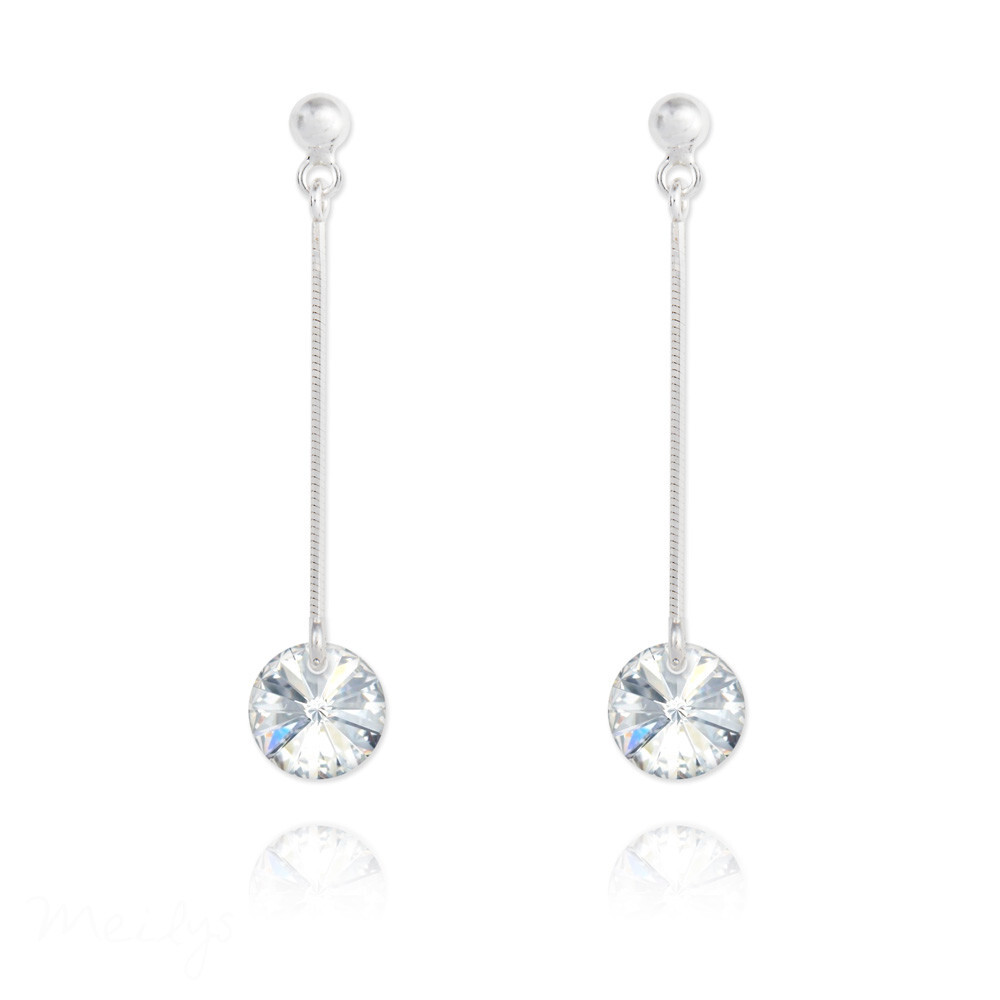 Boucles d'oreilles en cristal blanc et argent massif 925 d'exception
