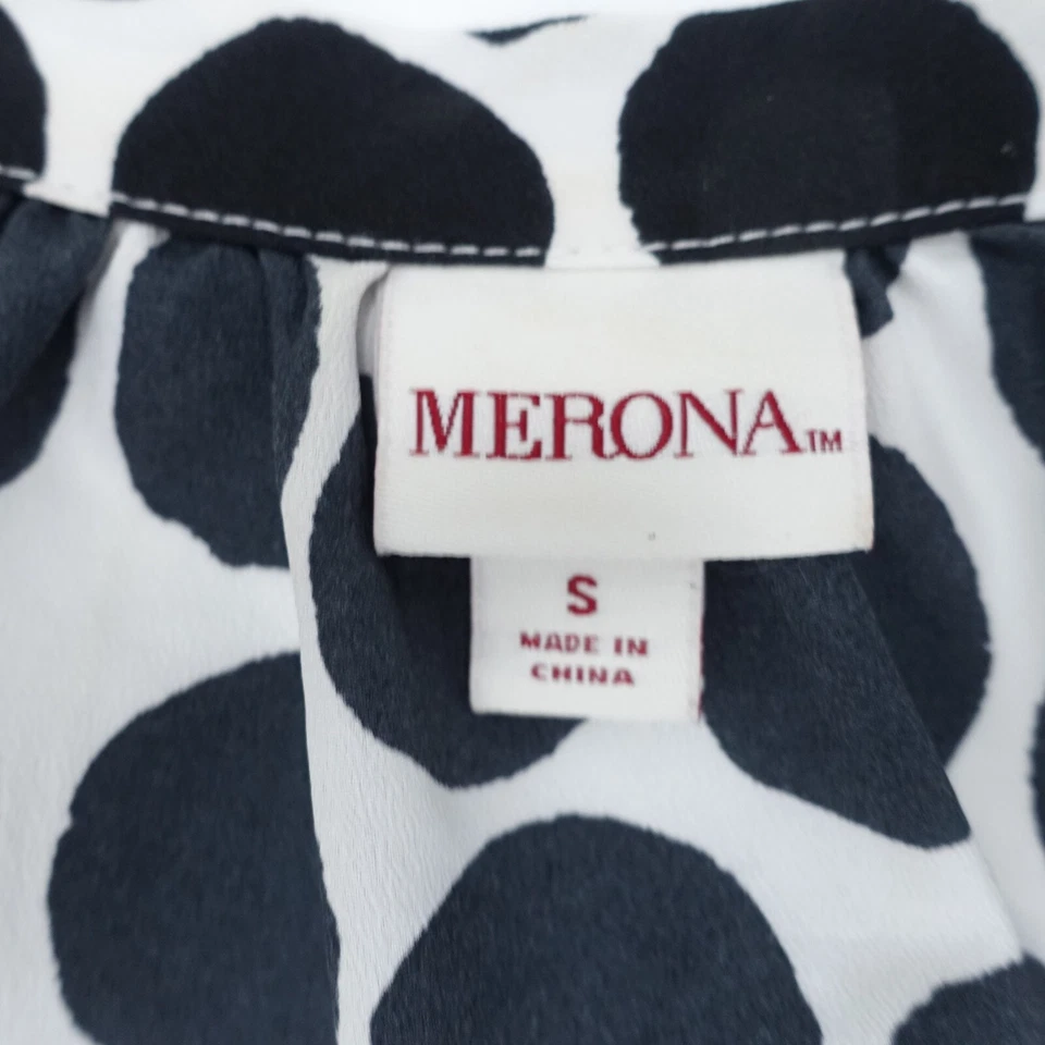 Merona Top女式小号黑色白色波点领带套衫无袖 — 第 3/4 张图片