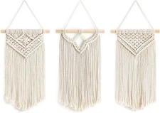 3Pcs Macrame Handmade Woven Wall Hanging Bohemian Taseel Tapestry Boho Decor
