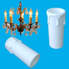 6x White Drip Candle Sleeve Wax Effect Chandelier Light Bulb Cover 55mm x 27mm