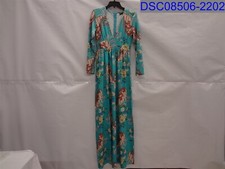 Romantic Hut Womens Small Green Paisley V Neck Long Sleeve Dress TOM1065-4