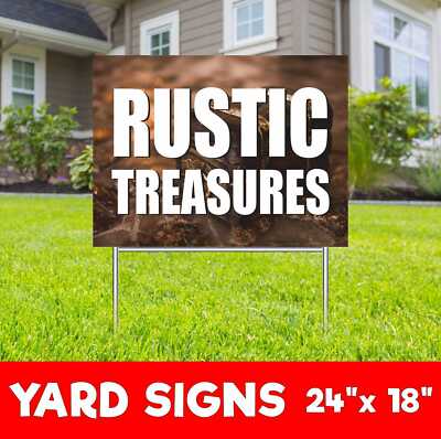 RUSTIC TREASURES Yard Sign Corrugate Plastic with H-Stakes Lawn Sign