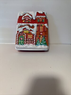 Vintage Christmas Santa s Workshop Plastic  Cookie Candy Container Box Ullmann