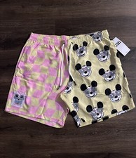 Neff x Disney Mickey Mouse Checkered Swim Trunks/Shorts - Men  s Size Large - NWT