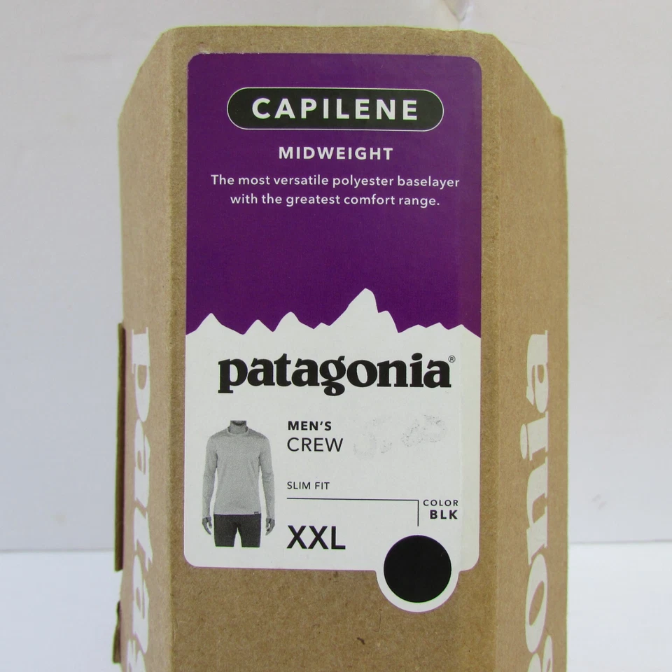 New Patagonia Capilene Mid Weight Base layer Crew Neck Size XXL Mens  Black - Image 2 of 4