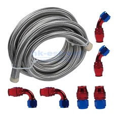 12AN -AN12 Stainless Steel PTFE Fuel Line 10FT +6 Fittings Ends Hose Kit E85 US