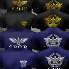 New SPQR Roman Rome Senate Military Faction Eagle Logo T-shirt