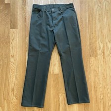 JCPenney Vintage 80s Green Twill Workwear Pants Trousers Slacks Talon Zip 34x30