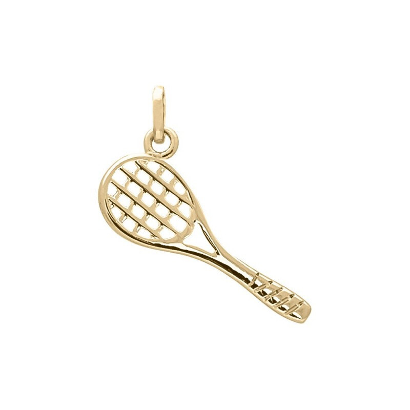 Pendentif raquette tennis ajouré plaqué or 18 carats, le cadeau idéal pour joueuse