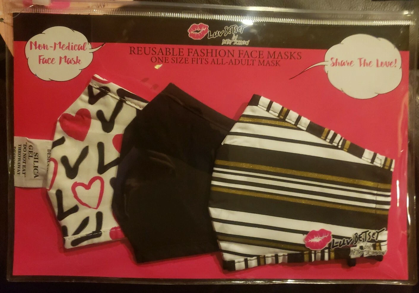 Luv Betsey Johnson Reusable Fashion Adult Face Masks Set of 3