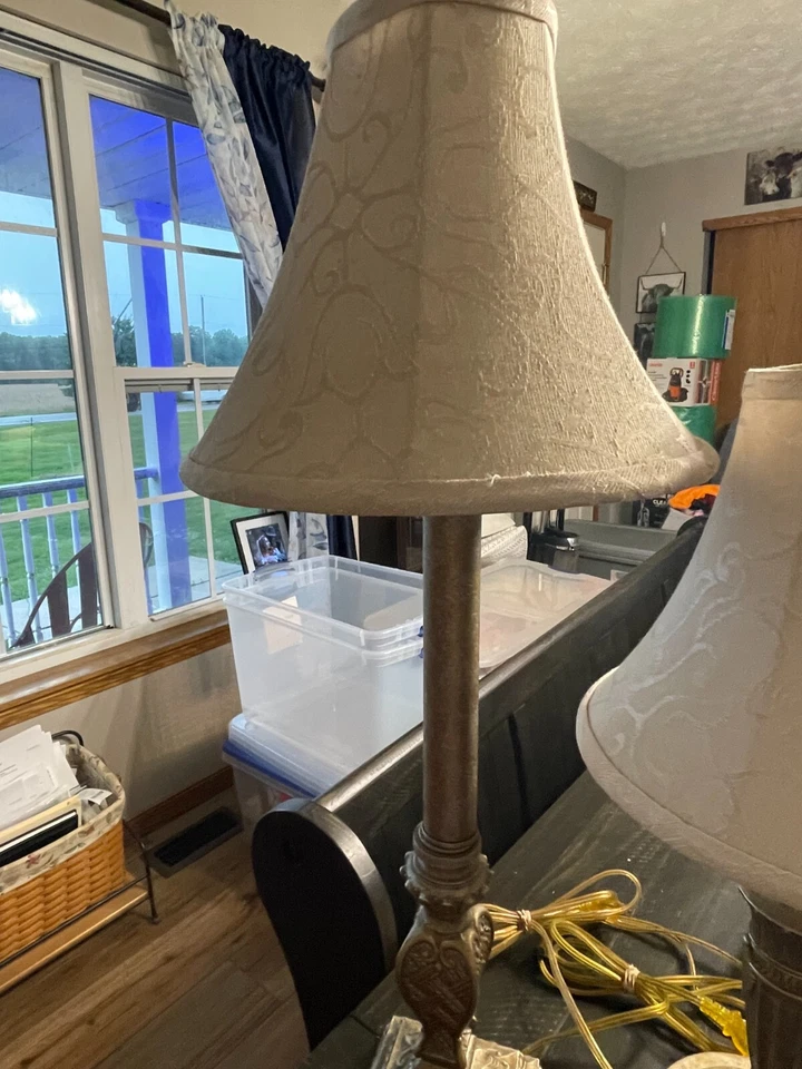 Juego de 2 Lámparas de Puerta para Casa con Pantallas Base Pesada Dorada Foto 2 de 4