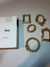 Yulejo 5 Piece Vintage Mini Picture Frames Resin Gold Tone Mini Photo Frame