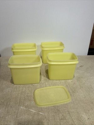 Tupperwareデイリーストッカー 引出 上板付 黄色 4 Vintage Tupperware 1243 Yellow Shelf Saver Storage Containers 1