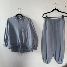 Nap Sweet Set In Dusty Blue Color Drawstring Tie Detail Size Medium Both Items