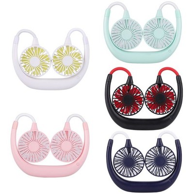 USB Rechargeable Cooling Fan Hands-free Lazy Hanging Neck Fan 3 Speed Air Cooler