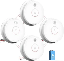 4 x SITERWELL Hardwired Smoke Detector Interconnected + 9V Backup Battery