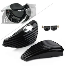 2X Black Battery Side Cover For Harley Sportster XL883 XL1200 48 72 XL 2004-2013