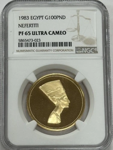 1983 Egypt Gold 100 POUNDS NGC PF-65 ULTRA CAMEO PROOF QUEEN - NEFERTITI
