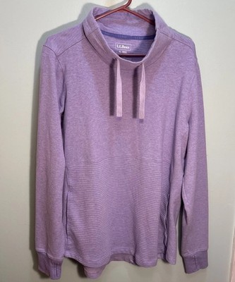 LL BEAN Sweatshirt Womens XL Cozy Mixed Knit Pullover Funnel Neck Textured Lilac