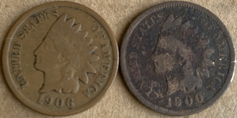 1900 & 1906 Indian Head Pennies (2) – Vintage Early 1900s US Coins