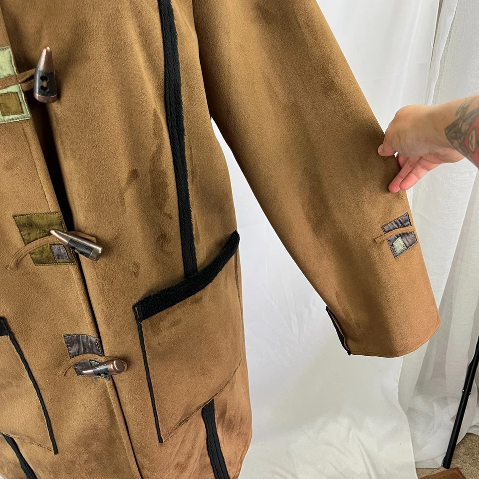 Abrigo de gamuza beige diseño islandés XL retazos piel sintética artístico Lagenlook Foto 4 de 4