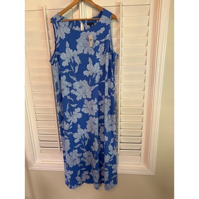 J. Jill Wearever Collection Blue Floral Midi Dress Size 2X