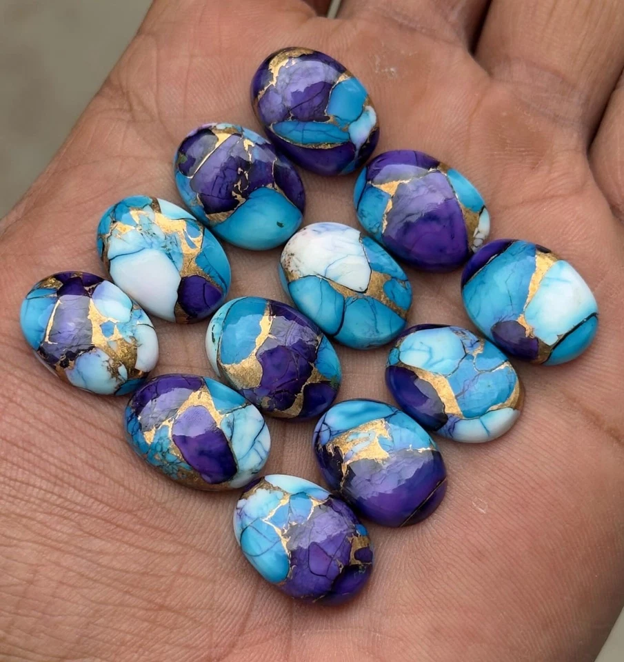 Cabujón turquesa caramelo violeta grado AAA cabujón ovalado piedras preciosas sueltas Foto 3 de 4