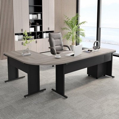 83-Inch L-Shaped Executive Desk, Large Office Computer Desk with File Cabinet