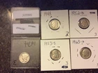 LOT OF 4 ROOSEVELT DIMES 1948 1952-D 1953-S 1963 & 1934 MERCURY SILVER DIMES