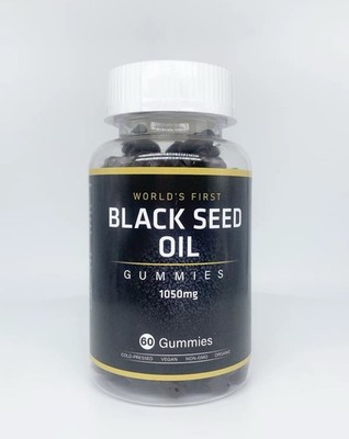 Black Seed Oil Gummies 1050mg   Vegan Cold-Pressed Immune Support   60 Count