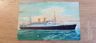 Postcard passenger ship Berlin North German Lloyd 07.12.1957 gel _