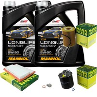Inspektionspaket 10L Mannol Longlife 5W-30 FüR Mercedes W164 ML 320 CDI S204