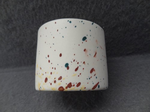 Brian Giniewski Luxe 2 1/4" Small Cup Splatter Speckled Cylinder Vase Drippy Pot - Picture 5 of 10