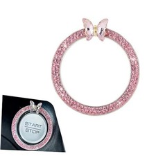 Butterfly Bling Ring Car Ignition Start Emblem, Crystal Butterfly 1 PCS Pink