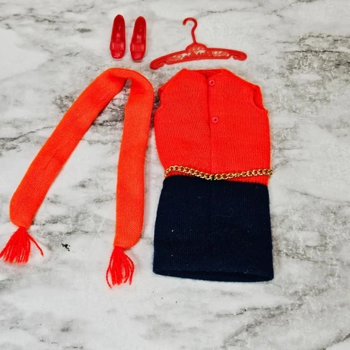 Vintage Mattel Barbie Classic outfit  #1478 Shift Into Knit Red shoe Belt