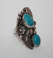 Vtg. Handmade Southwestern Sterling Silver Denim Lapis Ring Sz: 6.5  125GRA 