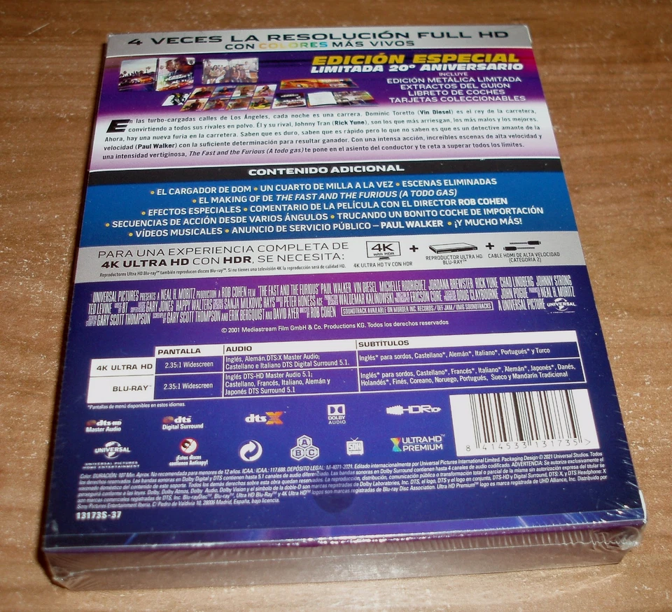 The Fast And The Furious Special 20Th Anniversary 4K UHD + Blu-Ray New A-B-C - Image 3 of 4